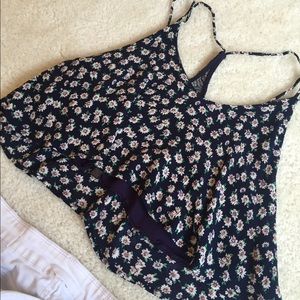 Urban Outfitters Floral Crop Top With Cut-Out Back